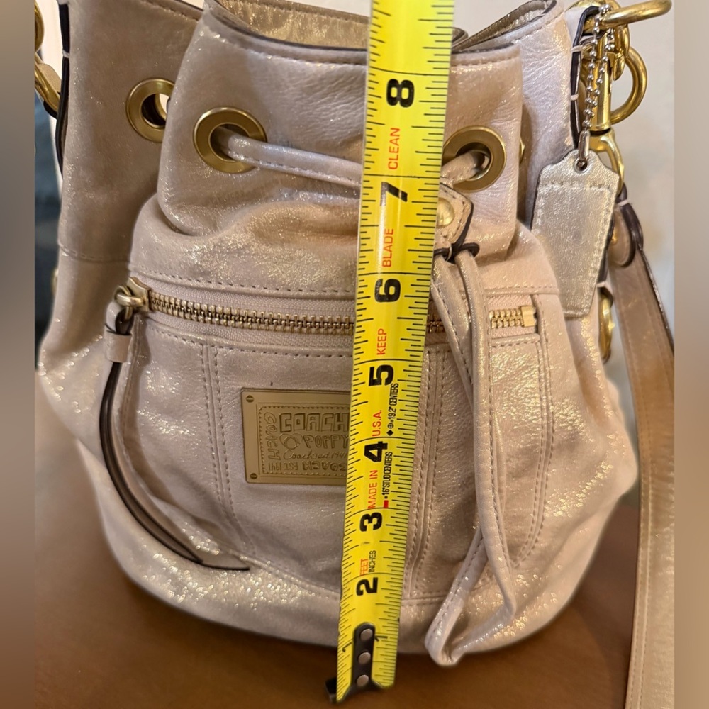 Coach Metallic Beige Poppy Shoulder Bag with Gold Hardware - Picture 10 of 16
